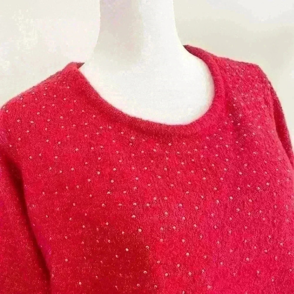 Cathy Daniels Plus Women Large RED MINI STUDS FANCY LONG Sleeve Sweater Holiday - Picture 3 of 8